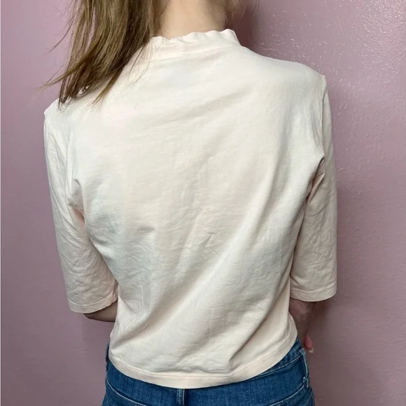 ASOS Light Pink Turtleneck Crop Top With A 3/4 Sleeve - Picture 8 of 11